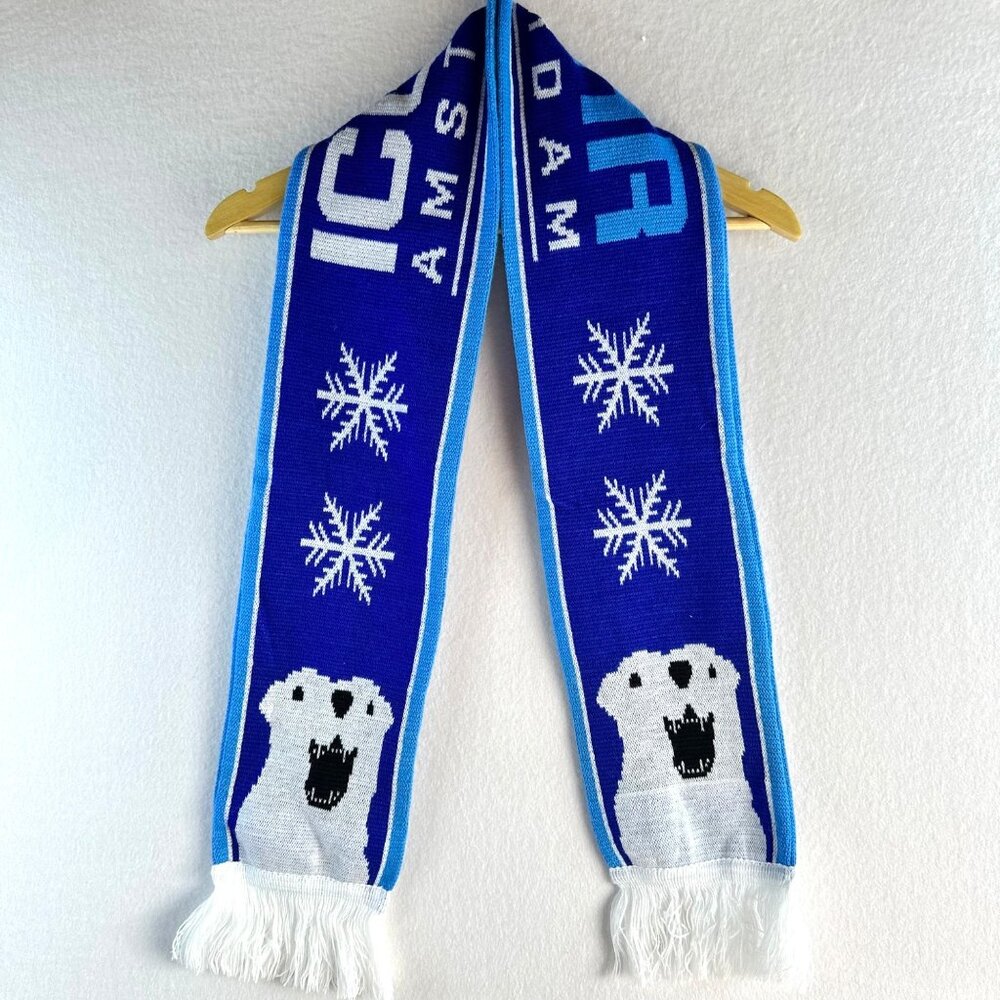 XtraCold Icebar Amsterdam One Size Scarf 60 x 6 inches Blue White Polar Bear